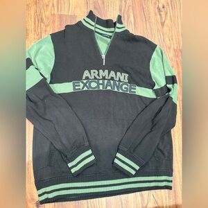 Armani Exchange Black and Green Logo Pullover